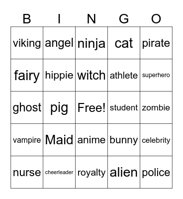 Halloween Bingo Card