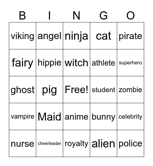 Halloween Bingo Card