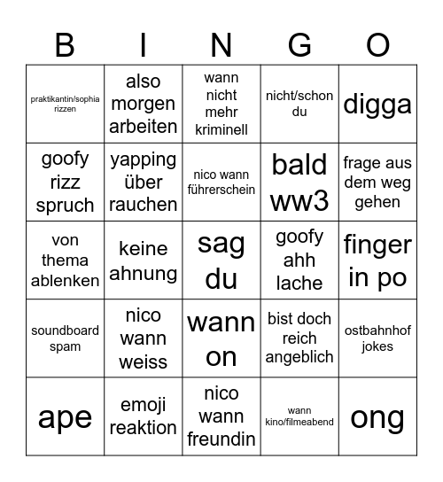 david bingo Card