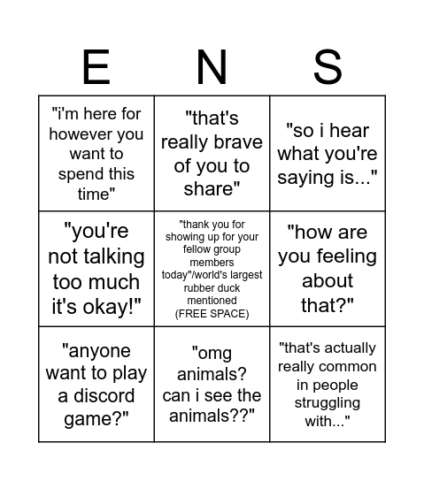 EnnisLmsw Bingo Card