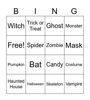 Halloween Bingo Card