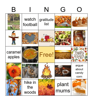 Fun Fall Bingo! Bingo Card