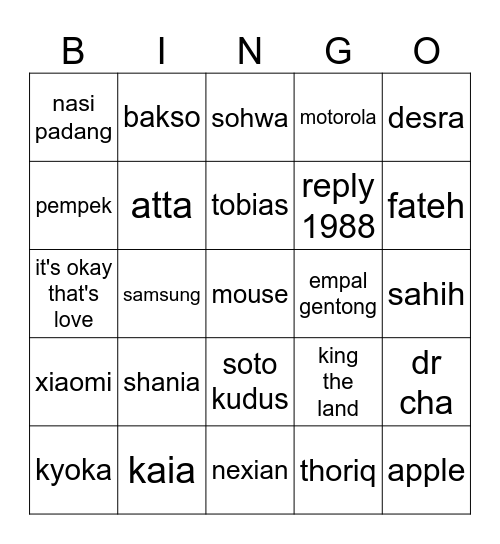 ️️ ️️ Bingo Card