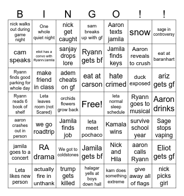 UO Bingo Card