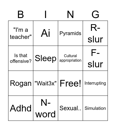 Drunk Dad Bingo Card