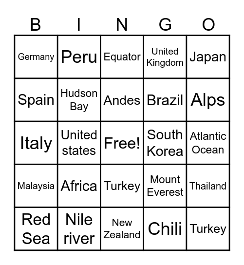 5th Grade Social Studies Bingo Card