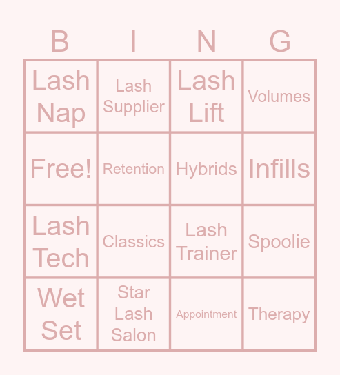 Lash Bingo Card