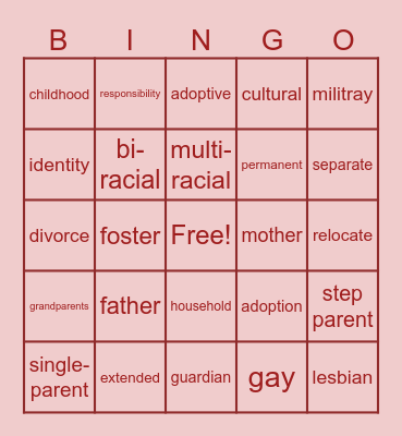 FAMILY Bingo Card