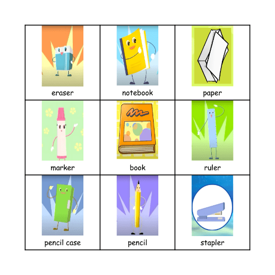 Stationery BINGO Card