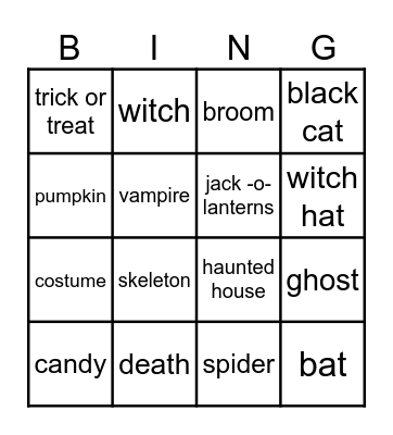 Halloween Bingo Card