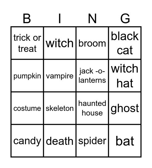 Halloween Bingo Card