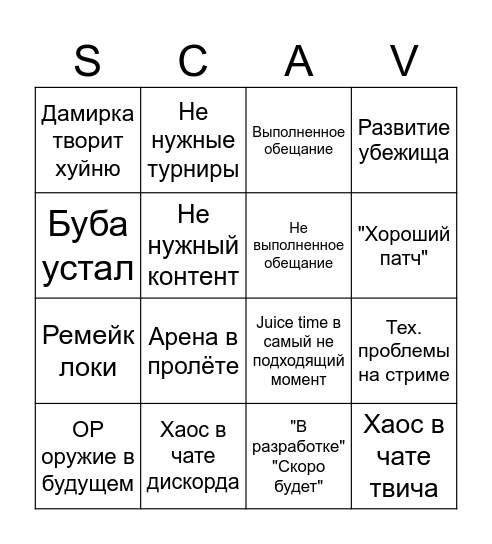 Подкасты Буянова Bingo Card