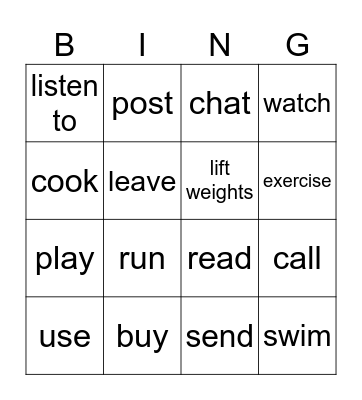 Simple present Bingo Card