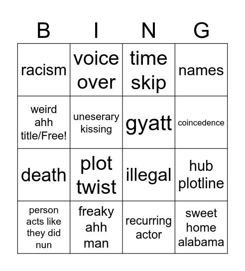 sutsdsa Bingo Card