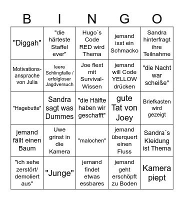 7 vs. WILD Bingo Card