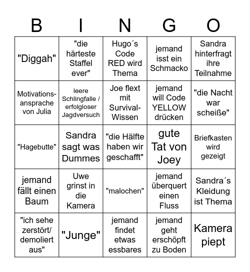 7 vs. WILD Bingo Card