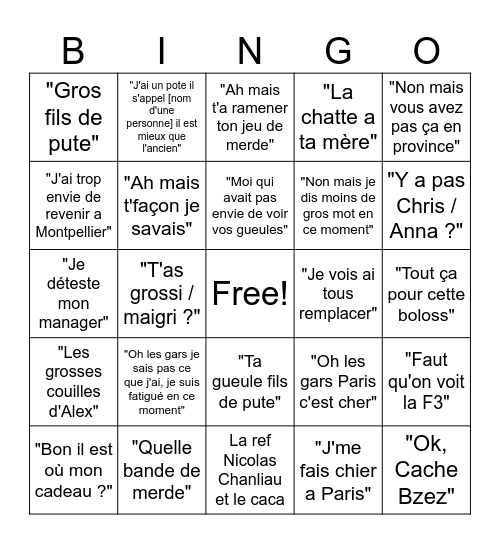 Paris Bingo Card