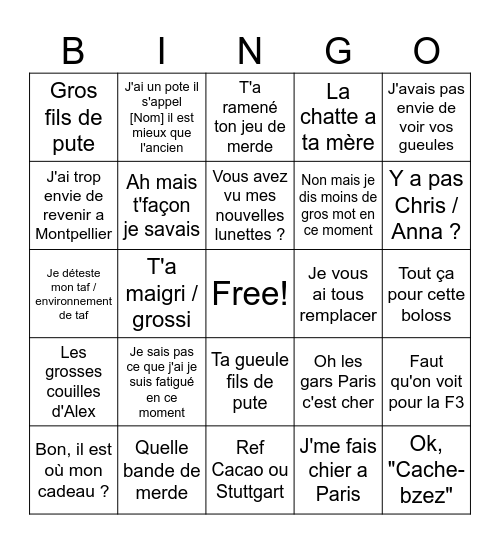 Paris Bingo Card