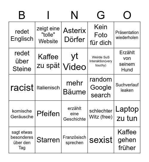 Fugi Bingo Card
