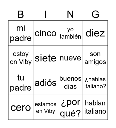 La hermana desaparecida INTRO Bingo Card