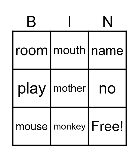 Bingo!!! Bingo Card