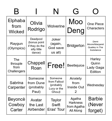 Halloween 2024 Bingo Card