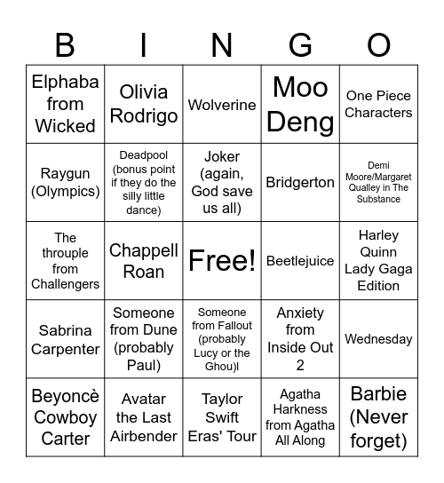 Halloween 2024 Bingo Card