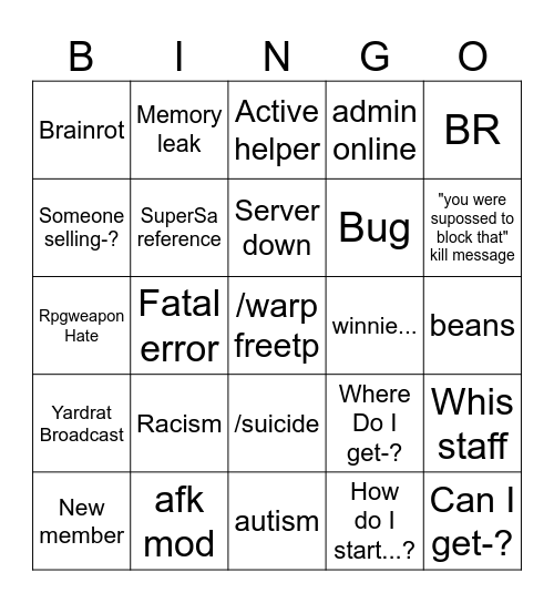 Zero S Daily Experience Bingo Card