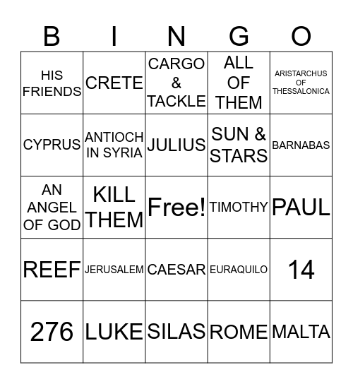 BIBLE BINGO Card