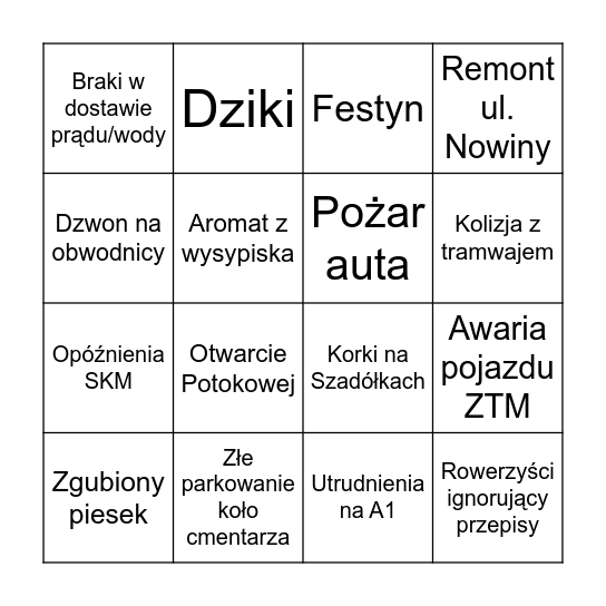 Trójmiejskie bingo Card