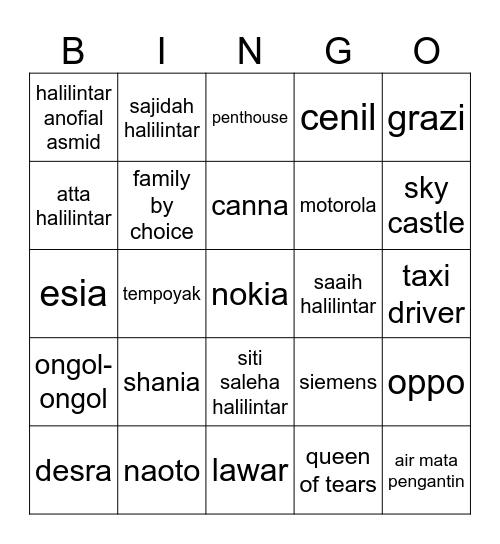 cie Bingo Card