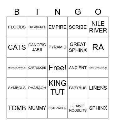ANCIENT EGYPT Bingo Card