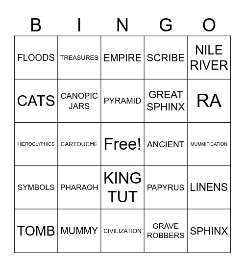 ANCIENT EGYPT Bingo Card