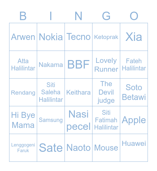 BINGO SWAP Bingo Card