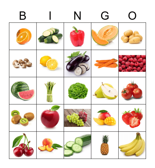 Fruit et légume Bingo Card