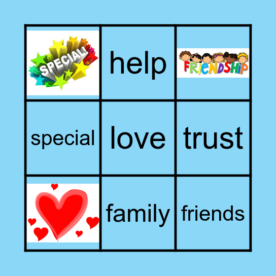 Year 1 - Special people word bingo Card