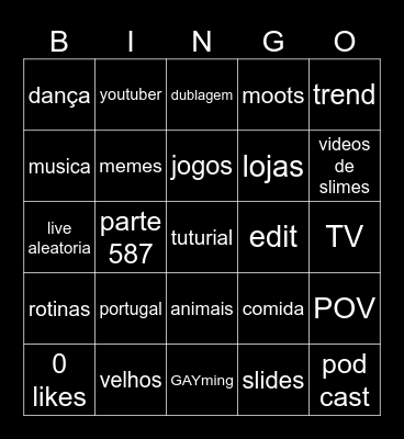 tiktok bingo Card
