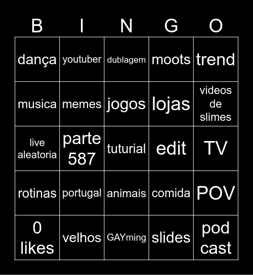 tiktok bingo Card