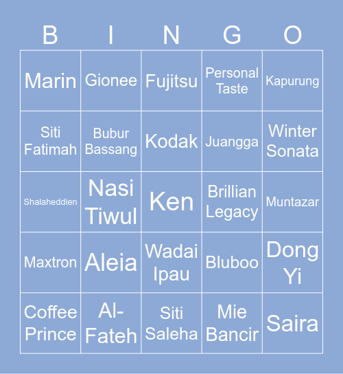 Good luck! Bingo Card