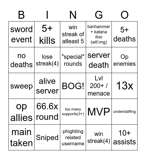 PHIGHTING! BINGO Card