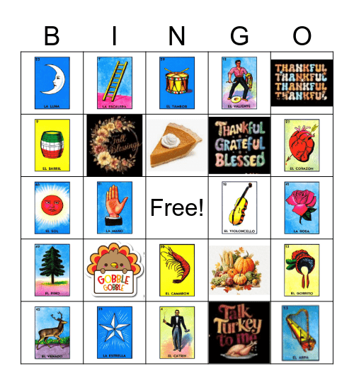 Loteria Mexicana + Thanksgiving Bingo Card