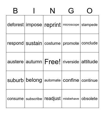 REWARDS Bingo Card
