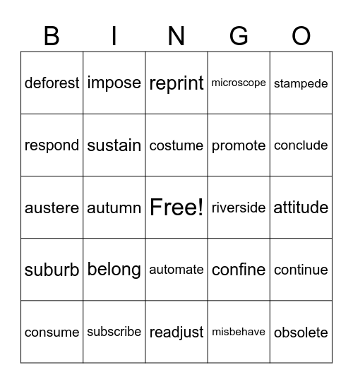 REWARDS Bingo Card