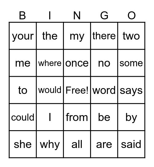 Tricky Word Bingo! Bingo Card