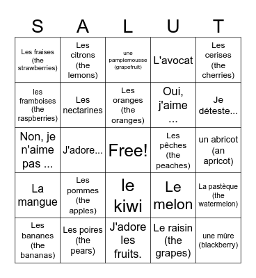 Les fruits ELES Bingo Card