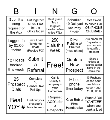 BIG MONEY FRIDAY BINGO Card