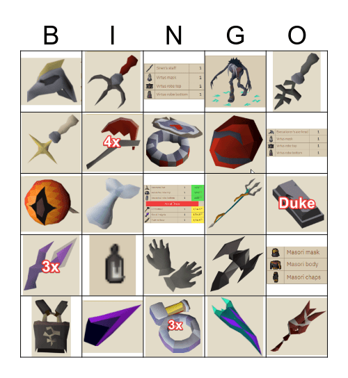 Okotok PvM Bingo Team 1 Bingo Card