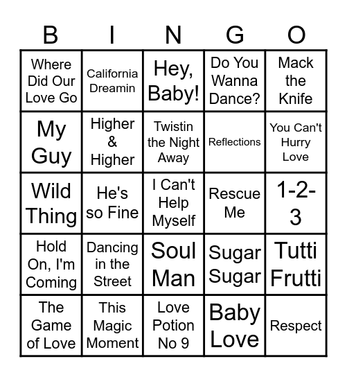 Singo Oldies but Goodies Bingo Card