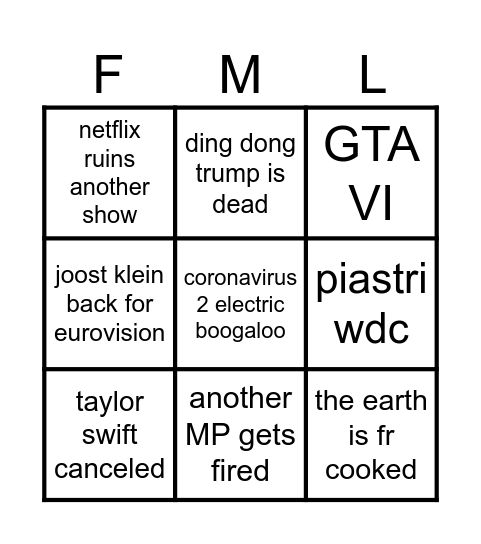 2025 bingo Card