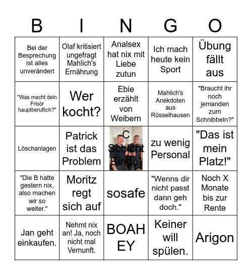 C - Schicht Bingo Card